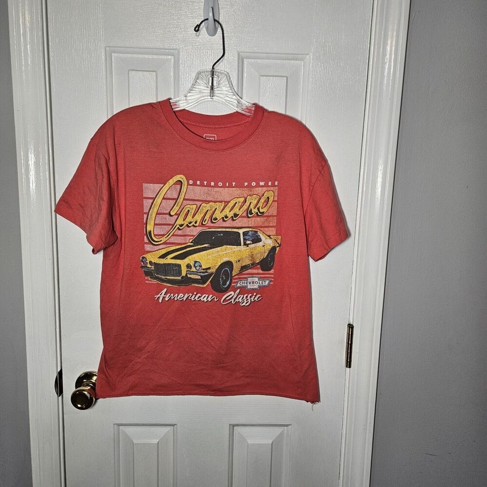 CAMARO CLASSIC T SHIRT WOMENS BLUE CHEVY AMERICAN CAR DETROIT POWER GM Large LG